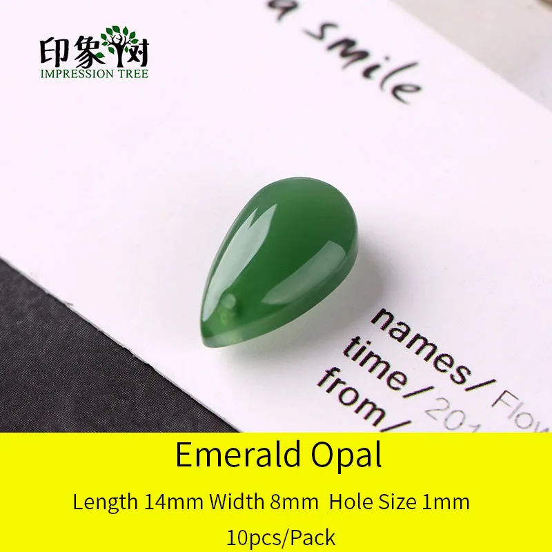 Emerald Opal 10pcs Стеклянные кабошоны в форме капли, 10 шт., 14х8 мм, бусины ручной работы для самостоятельного изготовления ювелирных украшений, модель 16021 - Цвет: Emerald Opal 10pcs