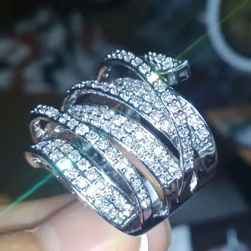 Кольцо обручальное с фианитом 10 карат под белое золото Размеры 6/7/8/9|white gold|engagement