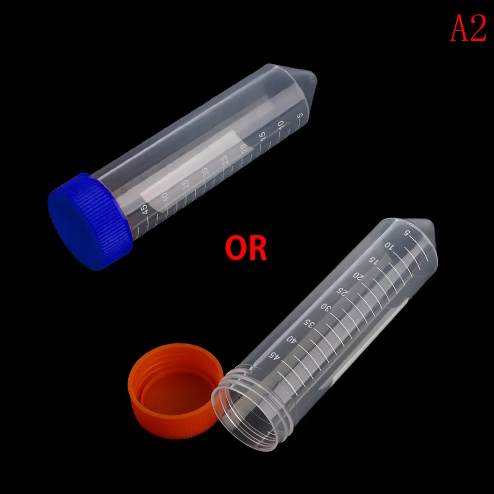 

10pcs 50Ml Plastic Centrifuge Lab Test Tube Pipe Vial Container With Round Bottom Laboratory School Educational Supplies A1