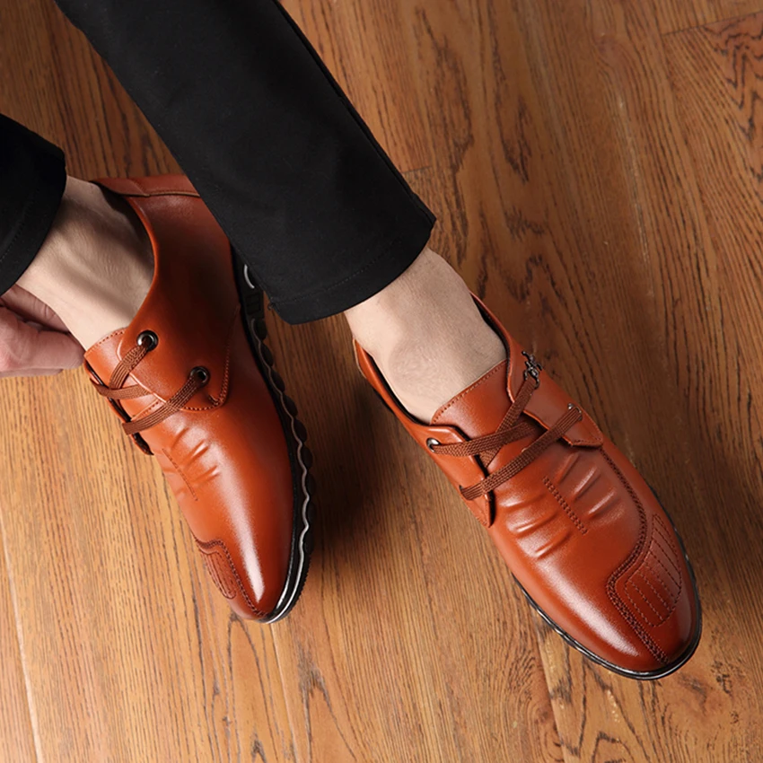 BIMUDUIYU 2019 Spring Fashion New Super Fiber Leather Soft Comfortable Men's Casual Shoes Portable Driving Laces Flats | Обувь