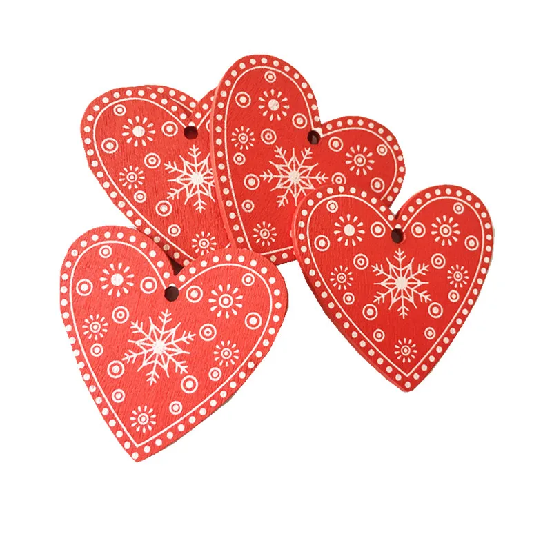 Red love A 10 шт. рождественские деревянные подарки любовь, сердце, звезды, елочные подвесные украшения, рождественские украшения для дома, год Noel Navidad - Цвет: Red love A