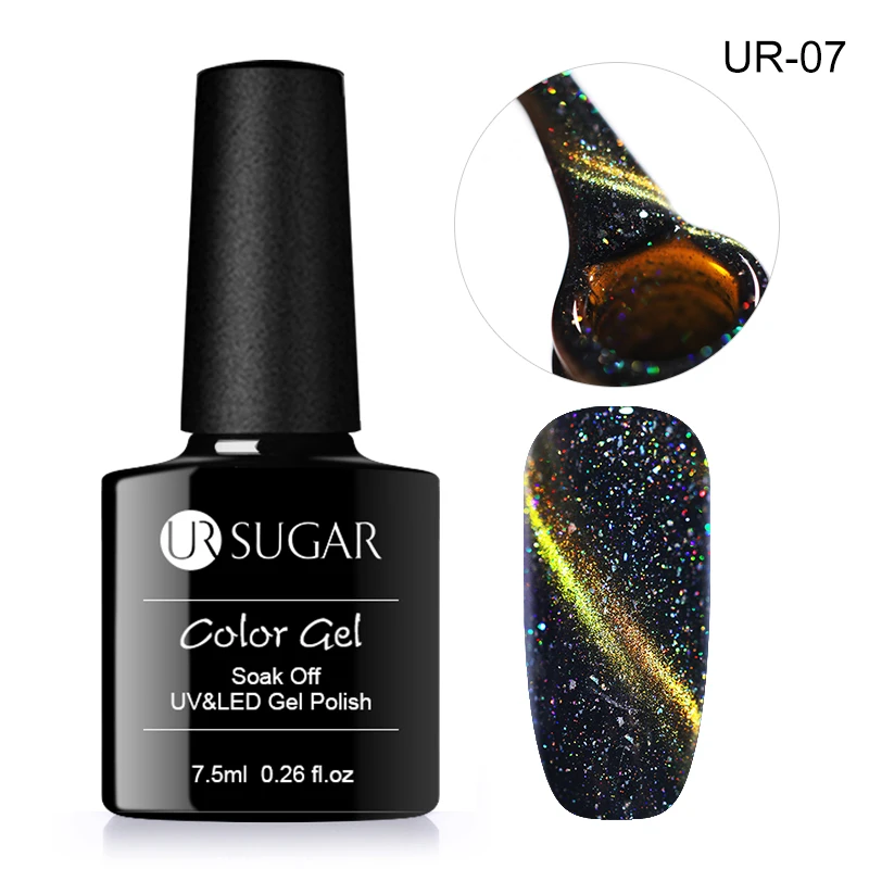 Ur Sugar 7,5 мл голографический 3D Гель-лак «кошачий глаз» полуперманентный замачиваемый Гель-лак для ногтей - Цвет: UR-07