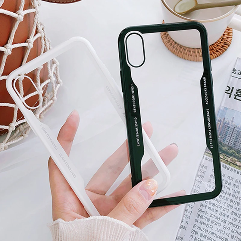 LACK Fashion Hard Protective Clear Phone Case For iphone X Simple Black White Edge 6 6s 7 8 Plus Back Cover Capa |