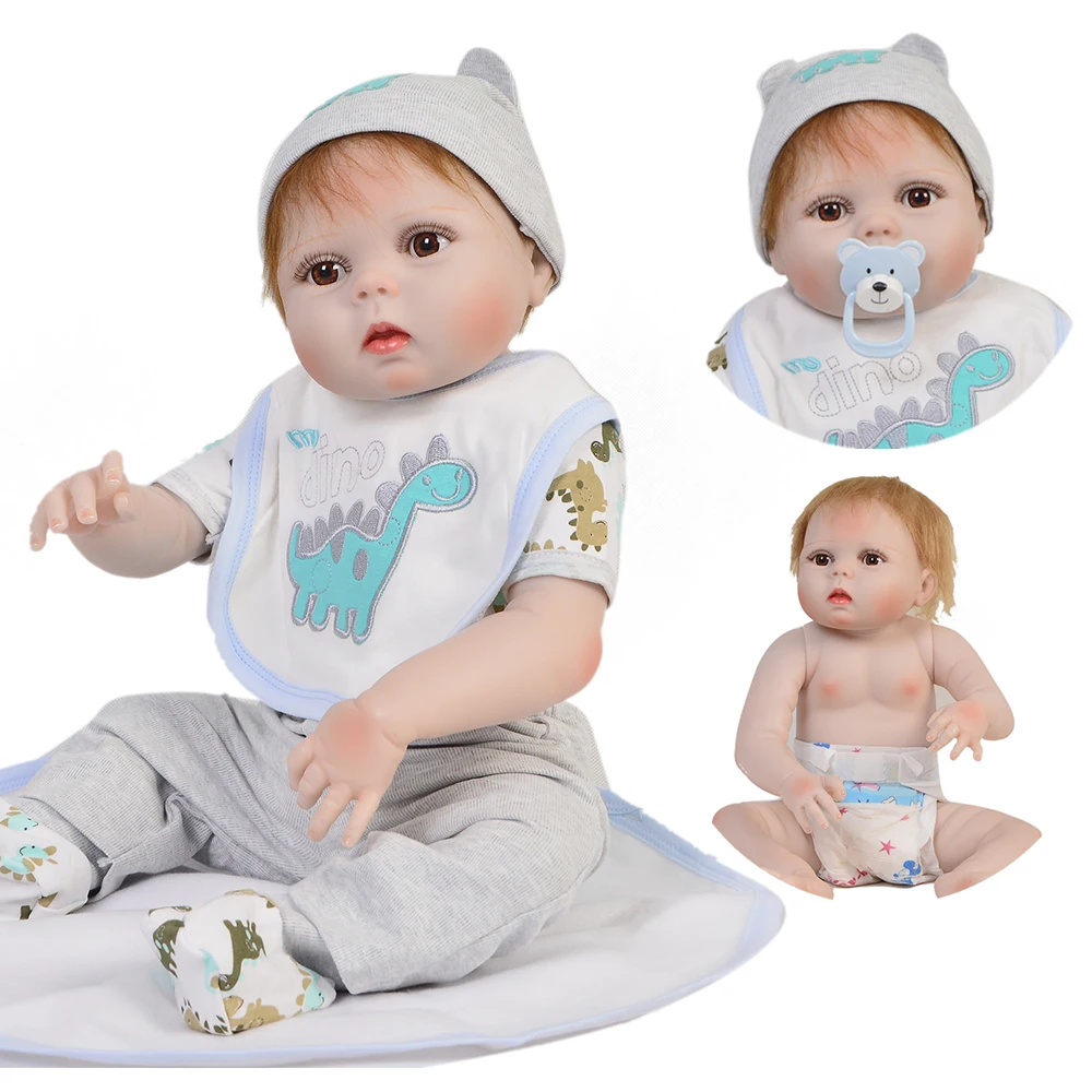 

Bebe boneca reborn corpo de silicone inteiro 23" 57cm full silicone reborn baby boy dolls toys menina bonecas newborn doll gift