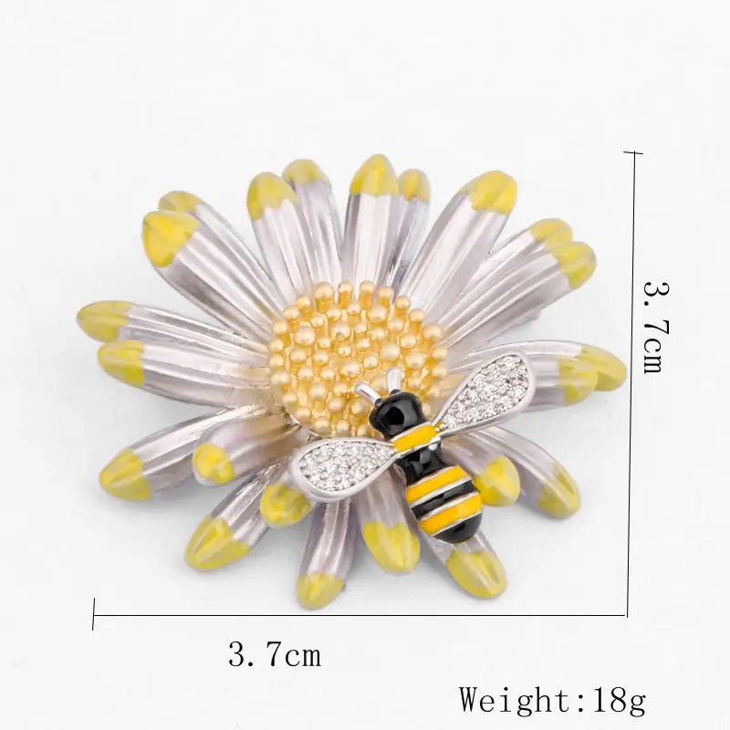 CHUKUI Yellow Enamel Sunflower Brooch Pins Zircon Flying Insect Bee Brooches For Women Daily Clothes Accessories | Украшения и