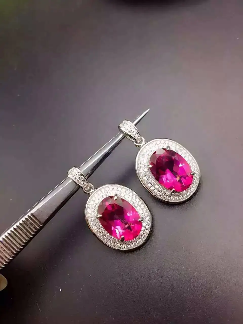 natural red topaz pendant S925 silver Natural gemstone Pendant Necklace trendy Classic elegant big round women party jewelry |