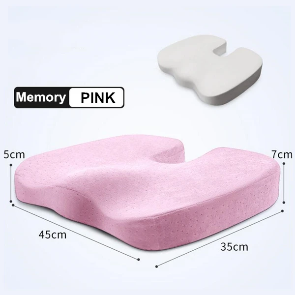 Memory Foam Pink Подушка для стула из пенополиуретана с эффектом памяти, ортопедическая подушка для спины автомобиля, геморроидное сиденье, задняя кость, копчик, защитный коврик, офисный диван - Цвет: Memory Foam Pink