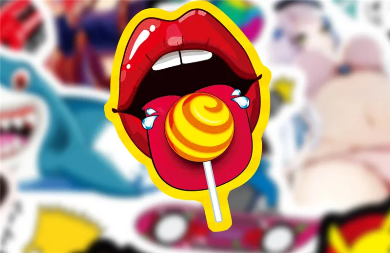 50Pcs New Anime Sexy Women Lips Stickers Sets For Motorcycle Snowboard Luggage Car Fridge Car- Styling Laptop kids Stickers