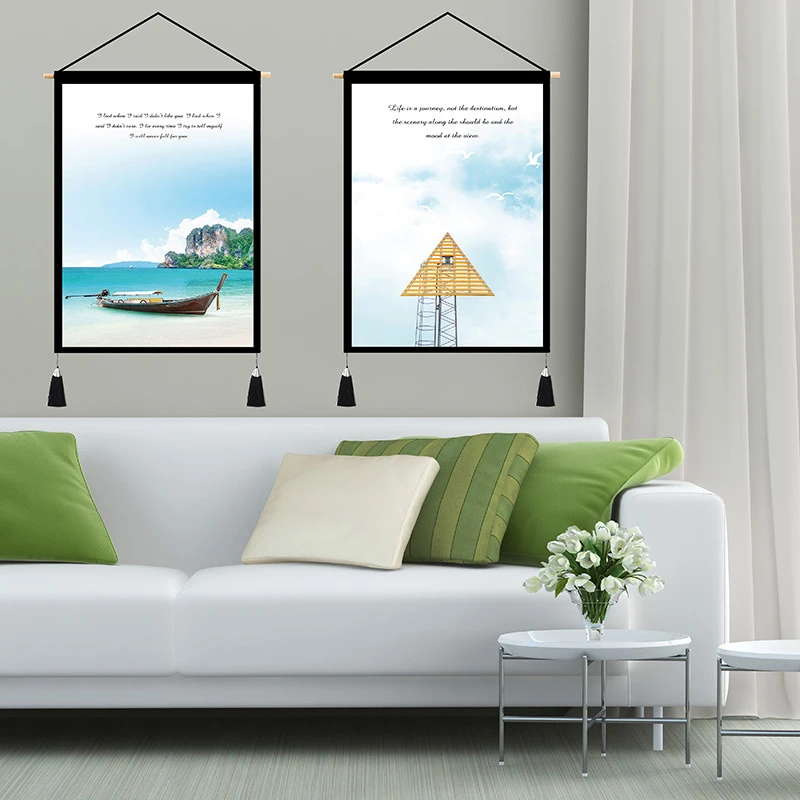 3 шт./компл. зеленых листьев растений акварель Подвесной Настенный гобелен с