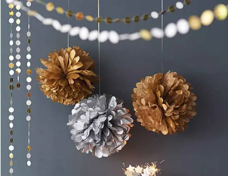 Праздничные поставки золотистого серебра 40 см = 16 дюймов цветы из салфетки шарики