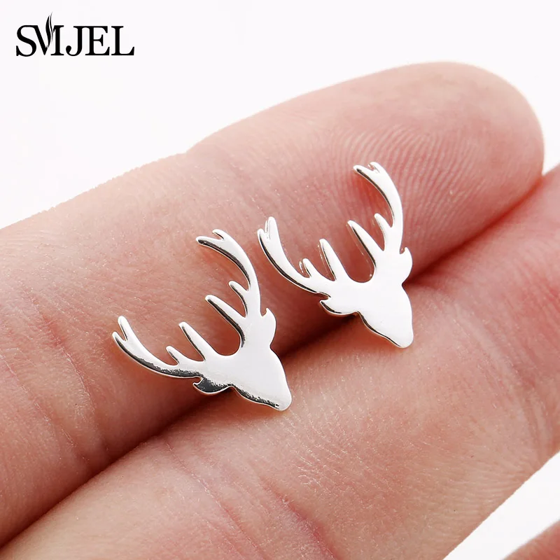 GED087 SMJEL серьги-гвоздики из нержавеющей стали с Микки Маусом для женщин и девочек, минималистичные серьги с изображением лисы, кошки, ежика, ювелирные изделия, аксессуары для животных, подарки - Окраска металла: GED087
