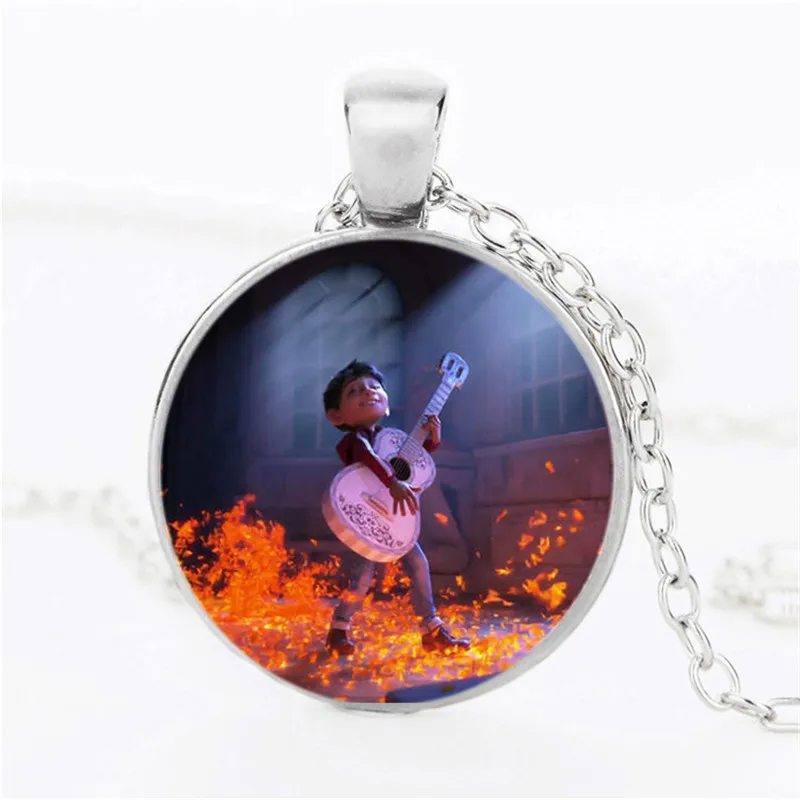 2018 Miguel Dante Pendant Necklace Coco Movie Fantasy Musical Charm Pet Dog Alloy Silver Glass Cabochon Jewelry New Arrival | Украшения и