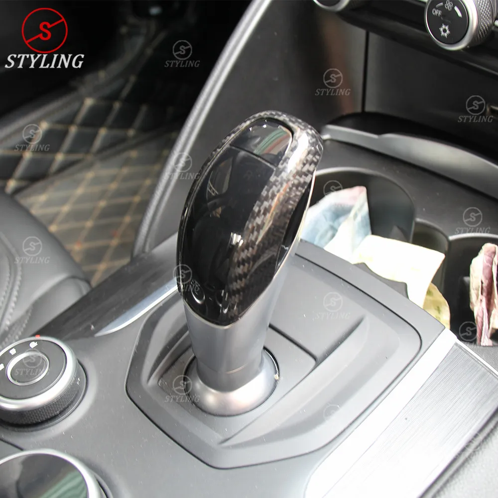 Control shifter knob cover For Alfa Romeo Carbon Fiber Gear shift Car Handle Sticker interior trim LHD Only | Автомобили и