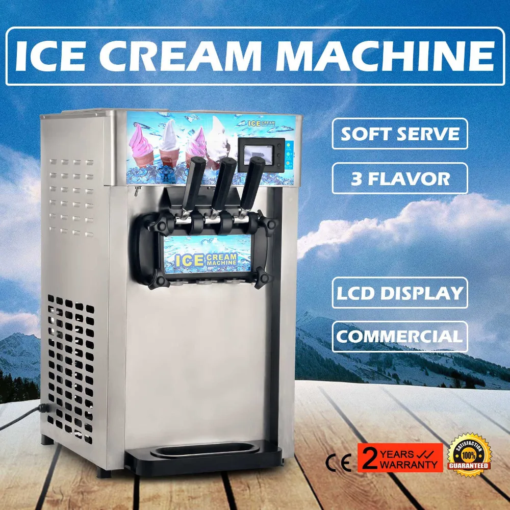 

3 Flavor Commercial Frozen Soft Ice Cream Cones Machine 18L/H Ice Cream Maker