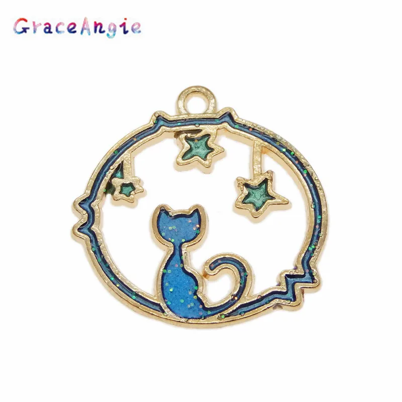 Цепочка с подвеской в виде голубого кота и звезды|Подвески| |