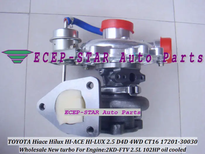 Турбокомпрессор турбины с масляным охлаждением CT16 17201 30030 для TOYOTA HI ACE LUX Hilux Hiace 2KD