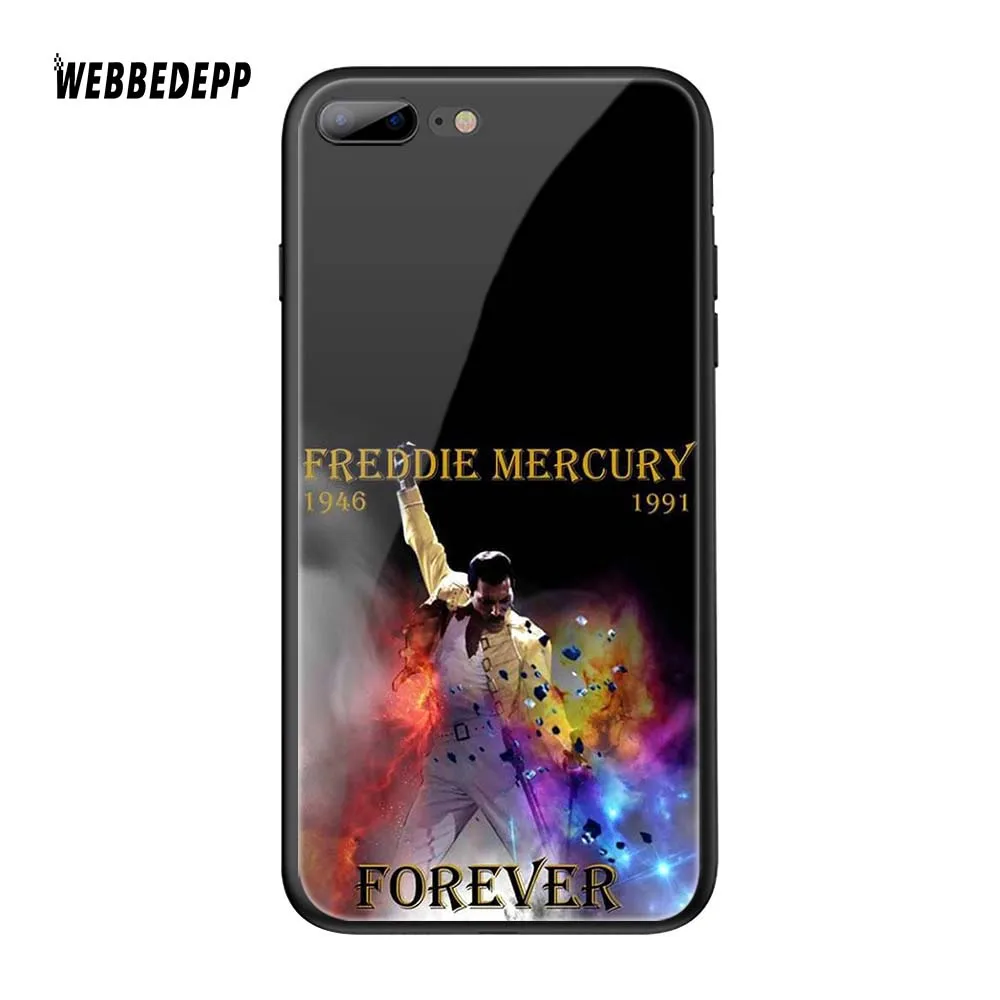 TG22 Чехол WEBBEDEPP queen band Freddie Mercury из закаленного стекла TPU для Apple iPhone 6 6S 7 8 Plus 5 5S SE XR X XS 11 Pro MAX чехол - Цвет: TG22