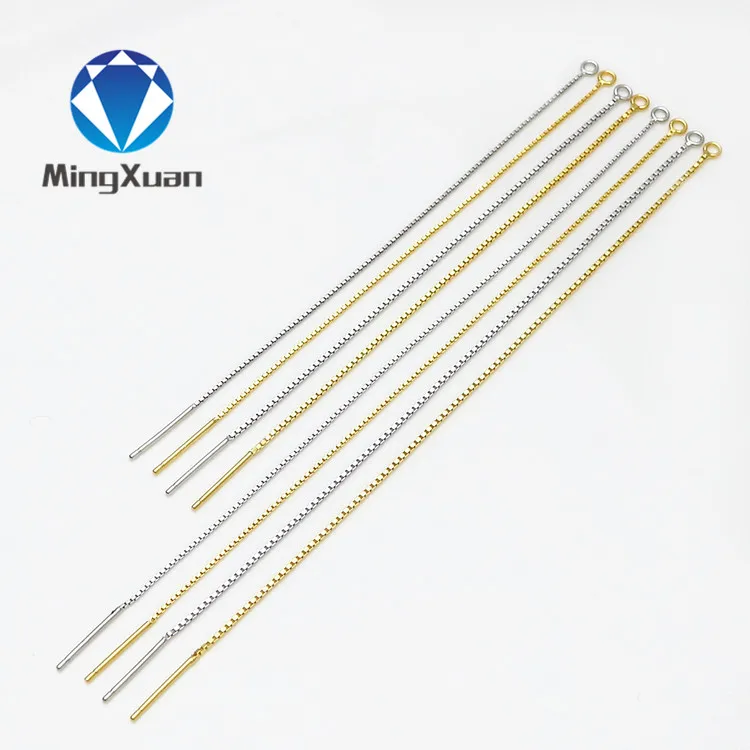MINGXUAN 2 шт 9 см/11,5 см Длина 925 пробы серебряные ювелирные изделия линия Венецианская цепочка нить серьги-гвоздики сделай сам