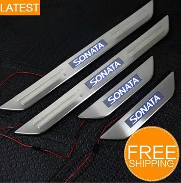 Бесплатная доставка светодиодный Нержавеющая сталь порога Накладка для Hyundai Sonata