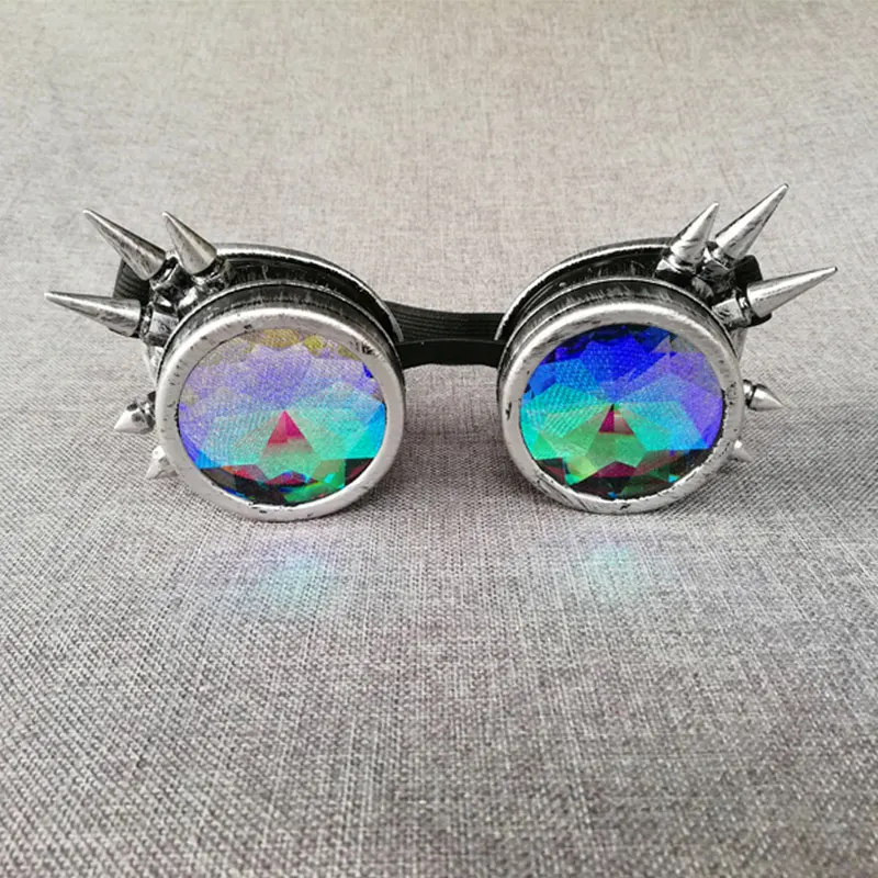 Очки для калейдоскопа, мужские, женские, Oculos, стимпанк, солнцезащитные очки, круглые, Rave, косплей, клипсы, очки, вечерние, готические - Цвет линз: 1