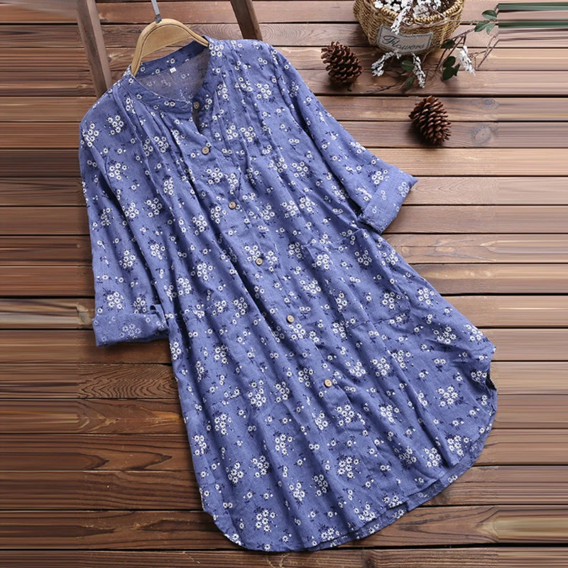 Женская блузка в стиле бохо рубашка с длинным рукавом мешковатые топы цветами