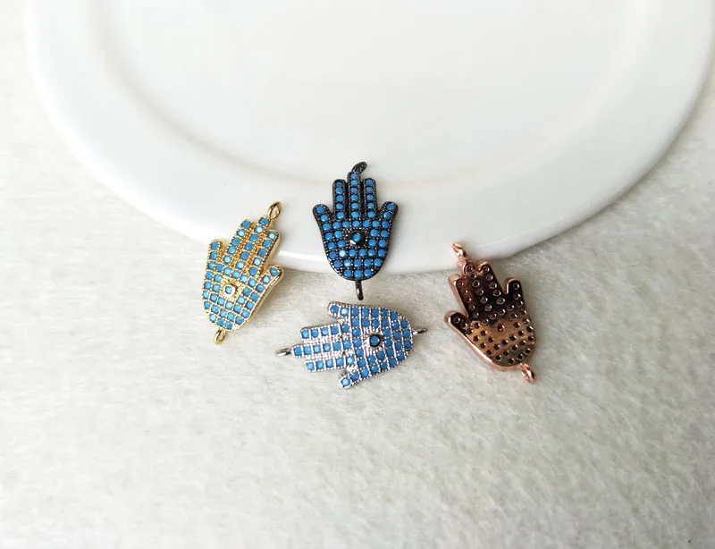 

10Pcs Tiny CZ crystal Hamsa Hand Connector Charm,CZ zircon Micro pave Pendant,Jewelry Finding DIY Bracelet necklace making CT137