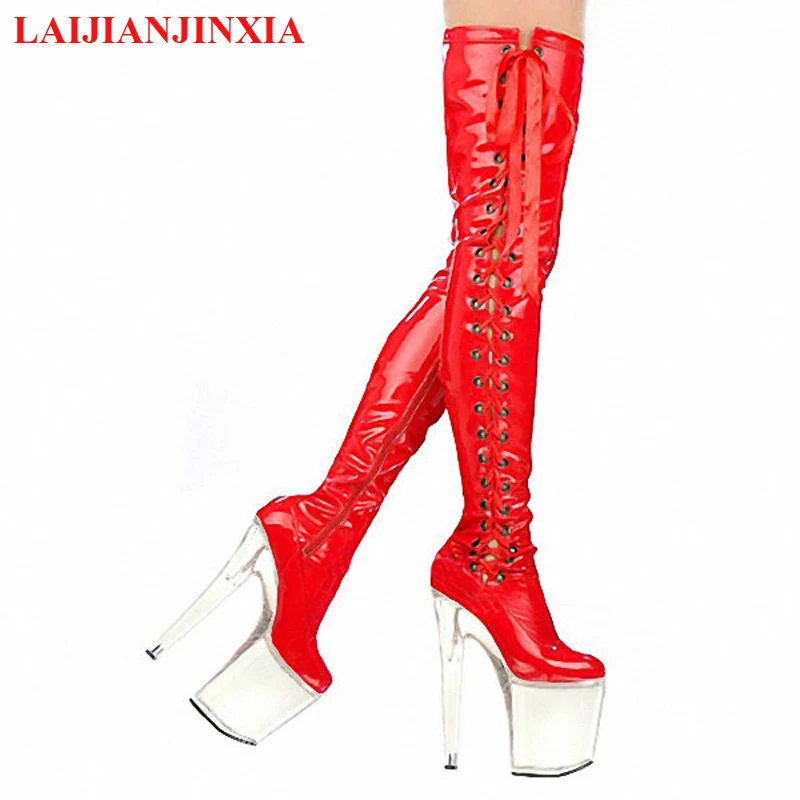 Party Queen boots women motorcycle boots Lace Up Thin Heels Shoes sexy over the knee Night Club dance boot Shoes