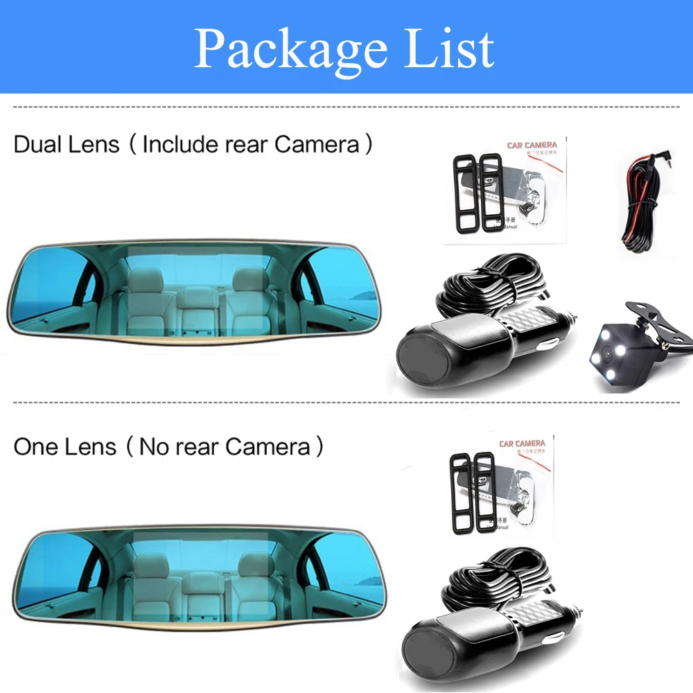 Dash cam era Автомобильный dvr двойной len зеркало заднего вида Авто dashcam рекордер