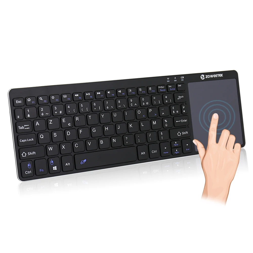 Zoweetek K12-1 мини Беспроводной Французская клавиатура 2,4G с сенсорным экраном показания ручной для IP ТВ HTPC Smart Android ТВ коробка ПК Xbox PS3
