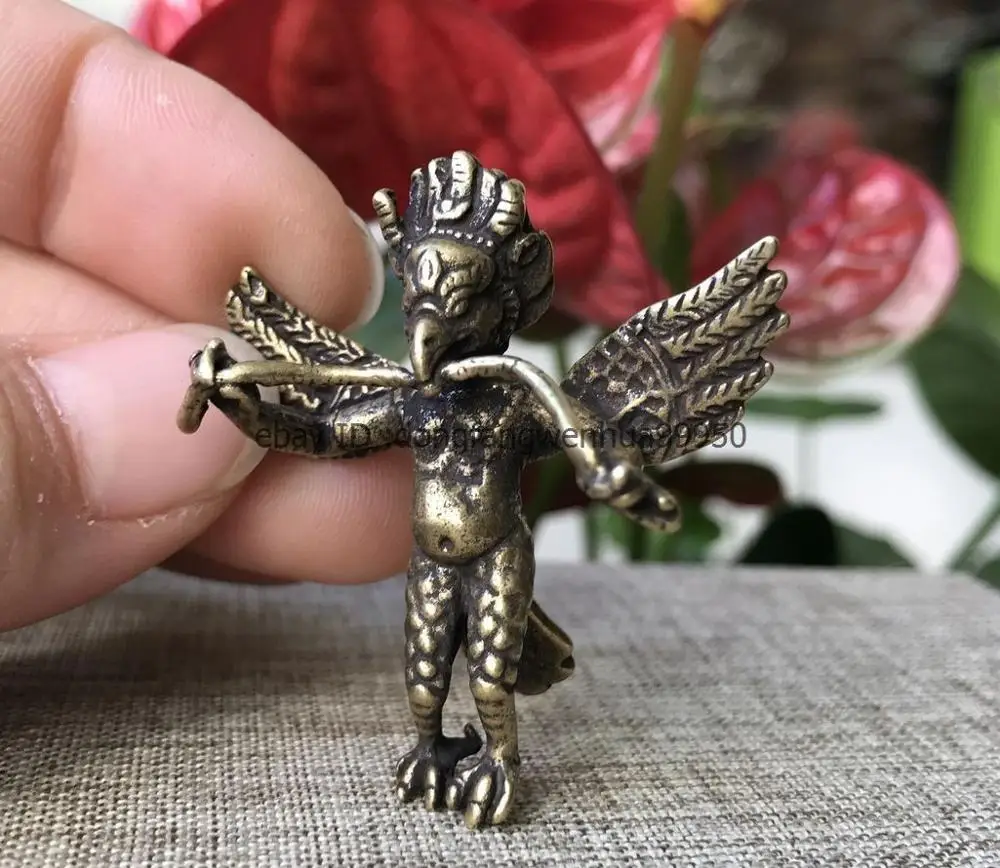 Китайский буддхаизм бронзовая Барса Garuda Dhwaja птица Будда статуя амулет