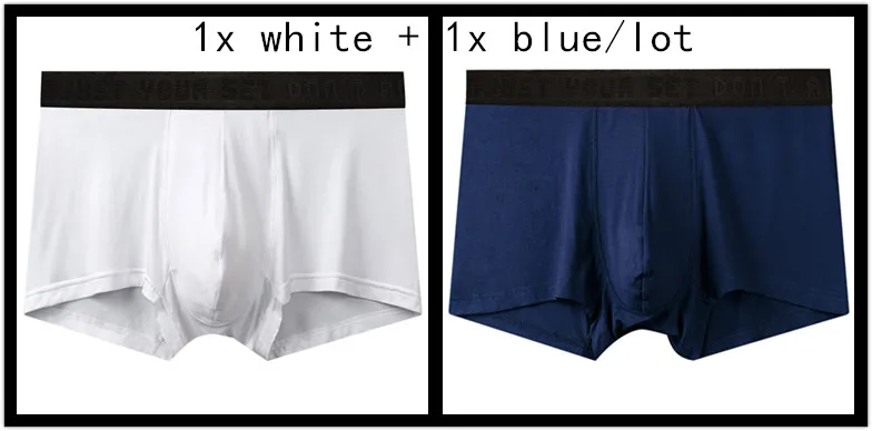 1x white 1x blue Eves, 2 шт./лот, мужское нижнее белье, боксеры, шорты, хлопок, Cuecas, боксеры, лакированная кожа, мужские боксеры, шорты, мужские трусы, calzoncillos - Цвет: 1x white 1x blue