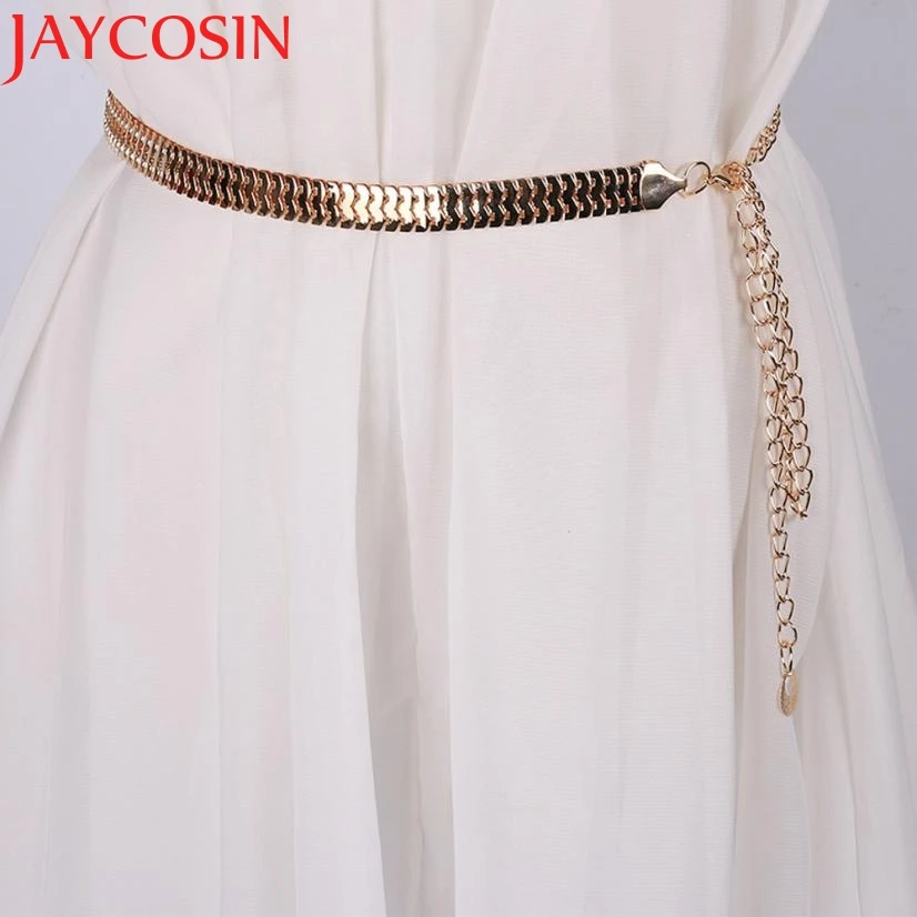 JAYCOSIN Новая мода для женщин, женская мода, узор из рыбьей кожи, металлическая Золотая цепочка, ремень на талию, 160616, Прямая поставка
