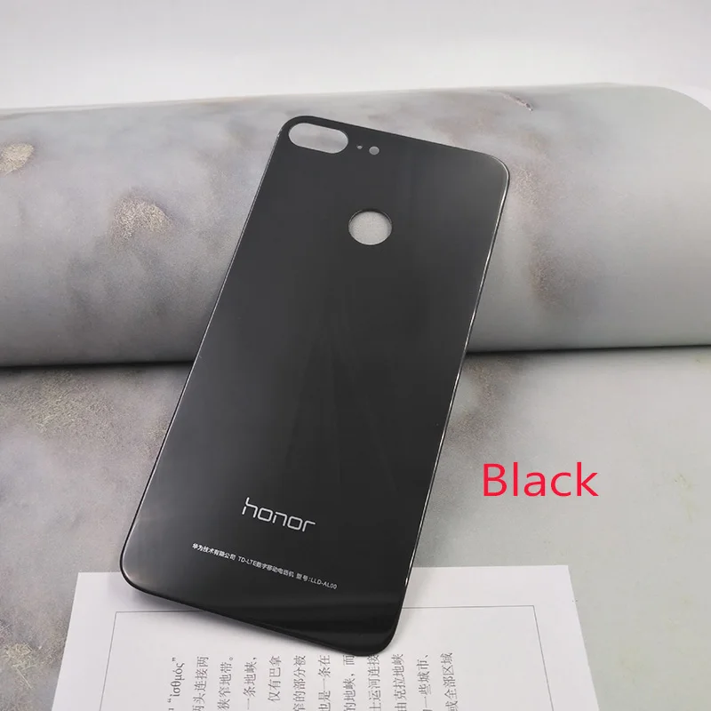 Black HUAWEI Honor 9 Lite оригинальная задняя крышка PC+ стеклянный чехол для батареи, Honor 9 Lite задняя крышка для замены корпуса с логотипом - Цвет: Black
