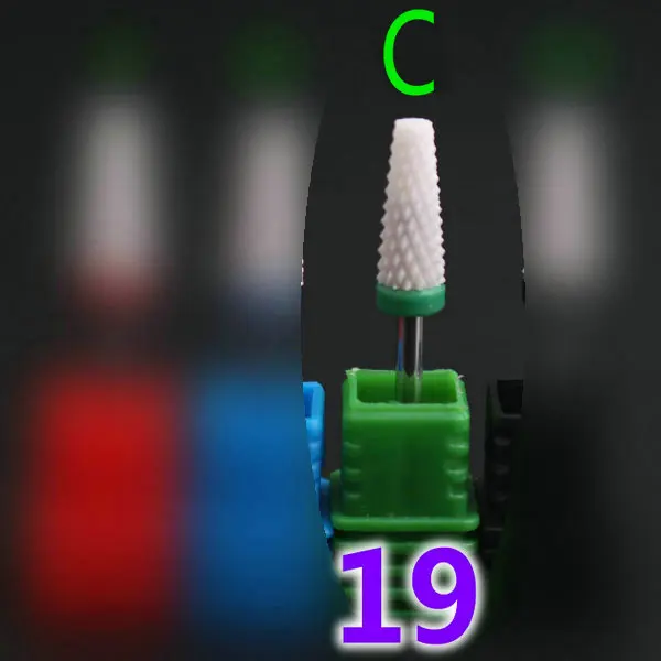 19(C) Фреза для маникюра, керамические сверла для ногтей, аксессуары для маникюрного станка, вращающиеся электрические пилки для ногтей, инструменты для дизайна ногтей - Цвет: 19(C)