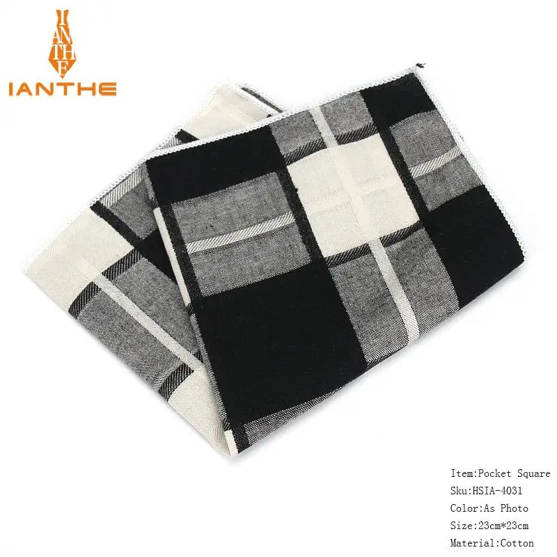 Высококачественные мужские носовые платки клетчатый деловой костюм Hankies хлопок повседневные мужские винтажные квадранные Карманные Платки - Цвет: IA4031