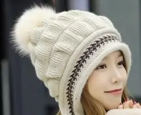 beige hat BING YUAN HAO XUAN, женская шапка, осенняя и зимняя, повседневная, универсальная, милая, вязанная шапка+ перчатки - Цвет: beige hat
