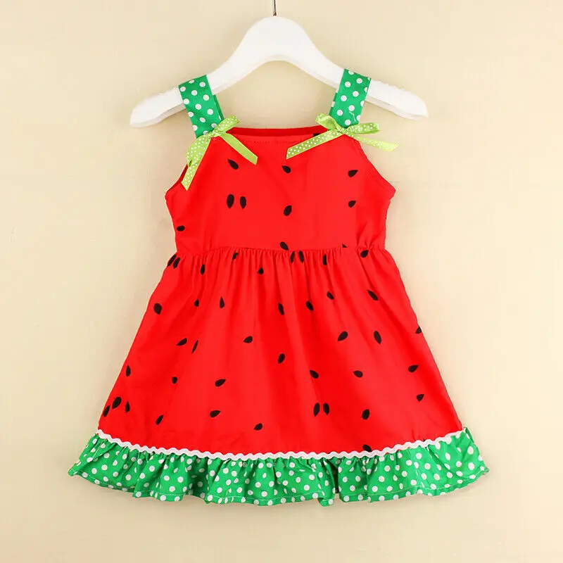 Pudcoco Summer Toddler Baby Girl Dress Sleeveless Cool Watermelon Slip Casual Clothes | Детская одежда и обувь