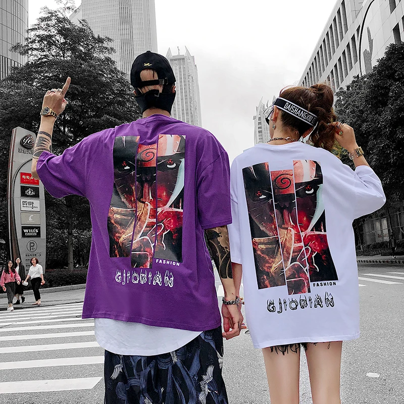 Японские повседневные футболки с короткими рукавами и рисунком Наруто из