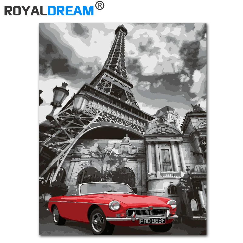 Картина маслом ROYALDREAM DIY по номерам парижский пейзаж на холсте домашний декор для