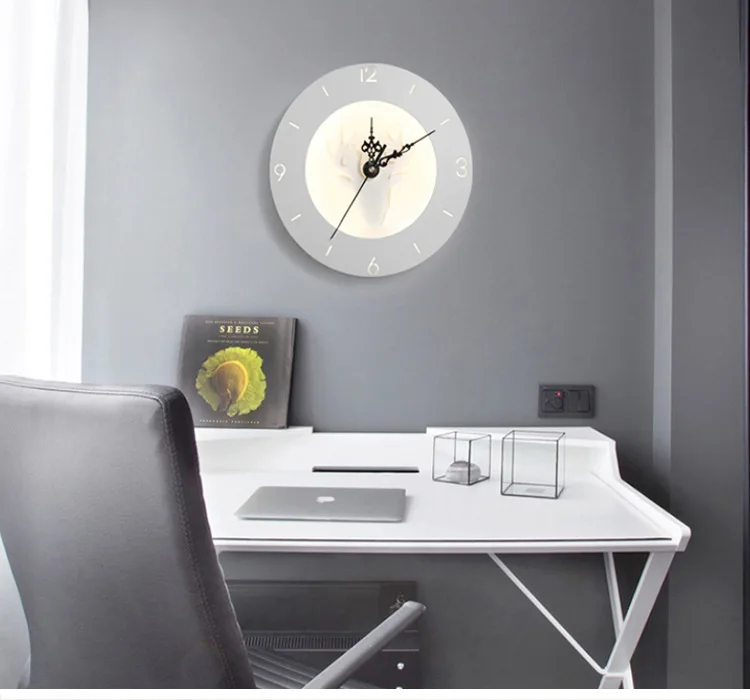 Креативные настенные часы лампа прикроватная Спальня Декоративные светильники