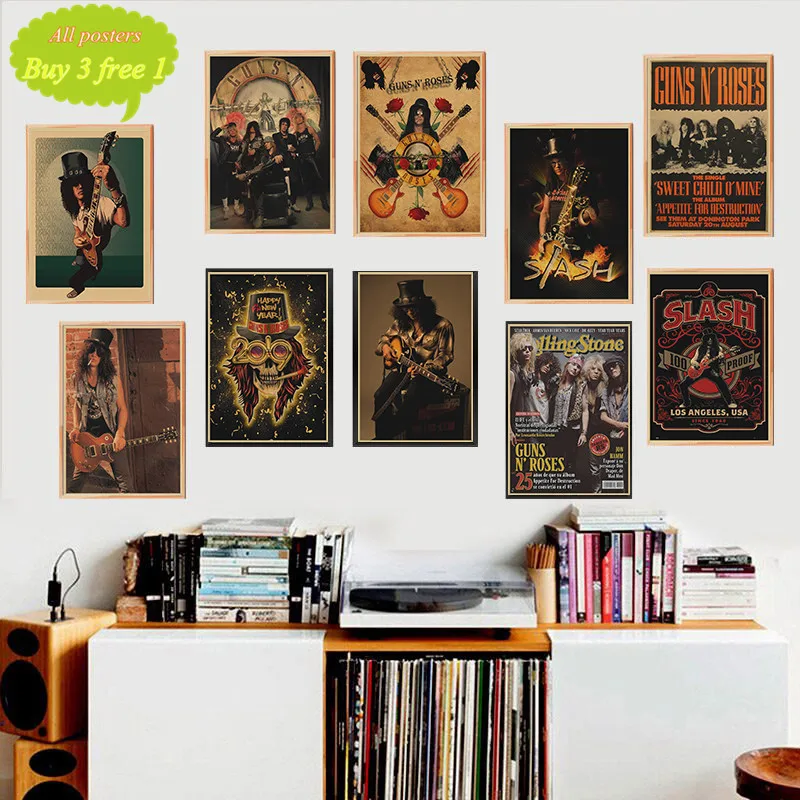 Guns N Roses Rock Music Posters винтажный плакат на стену Sticker Home Decor крафт бумага постер для