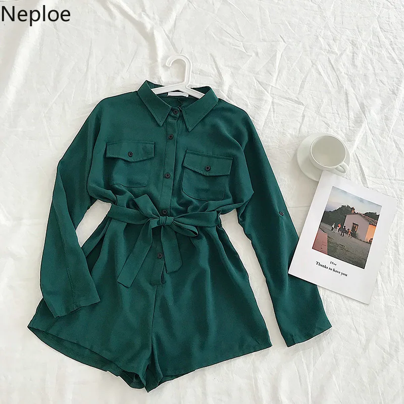 Женские комбинезоны с завышенной талией Nepole однотонные шифоновые Комбинезоны