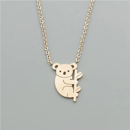 Koala Гавайский стиль, цепочка из розового золота, арбуз, танцующая девушка, треугольный конус, коала, надпись Aloha, подвески, ожерелья для женщин, ювелирные изделия - Окраска металла: Koala