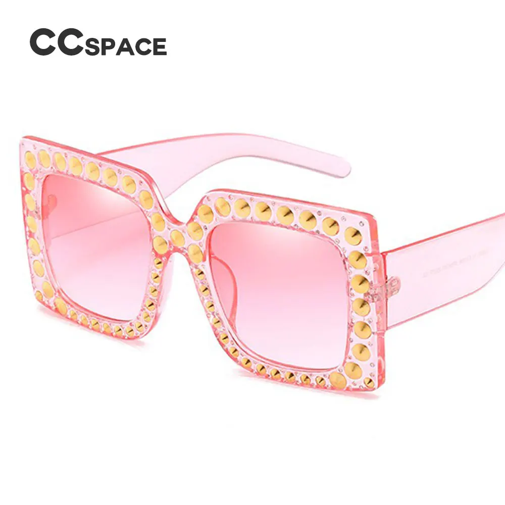 CCSPACE 57g Квадратные Солнцезащитные очки с заклепками женские Брендовые ретро
