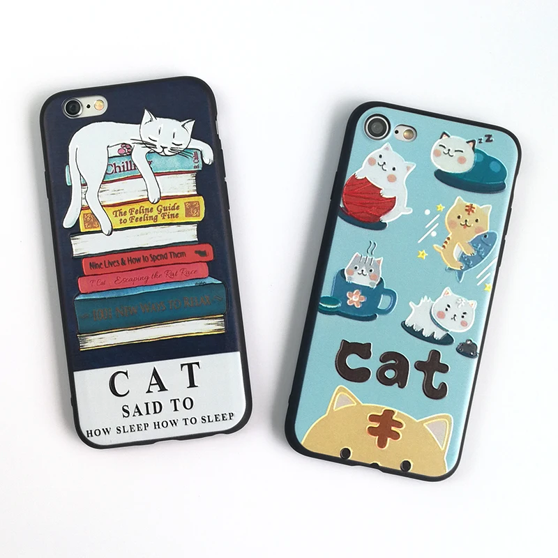 Misscase рельеф 3D милый кот Телефонные чехлы для iphone 8 7 6 S плюс TPU Мягкие силиконовые