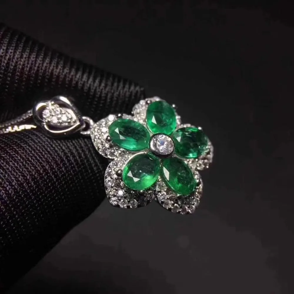Фиделия натуральный 4*5 мм колумбийский изумруд подвески Серебро s925 пробы цветы
