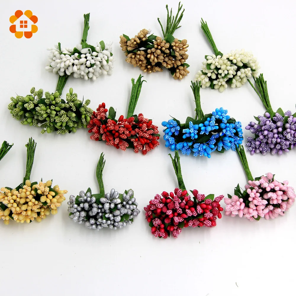 12 шт искусственная тычинка, бутон, ягоды DIY ремесла цветок для свадебной вечеринки Украшение коробки для конфет Скрапбукинг имитация венков цветы
