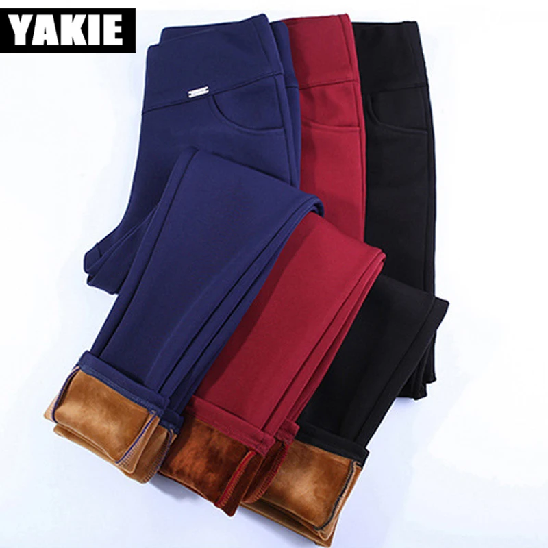 4XL Plus size Women's Winter Pencil Pants Warm Thick Size Casual Elastic Female high waist for Women pantalon mujer | Женская одежда