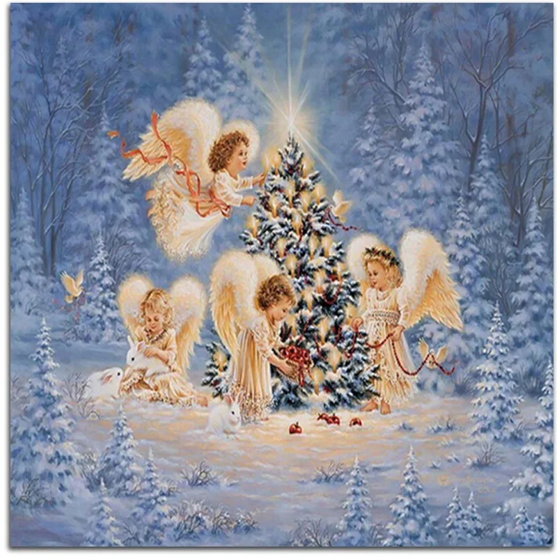 Детский набор с изображением ангела снежного белого кролика картина из бисера 5d