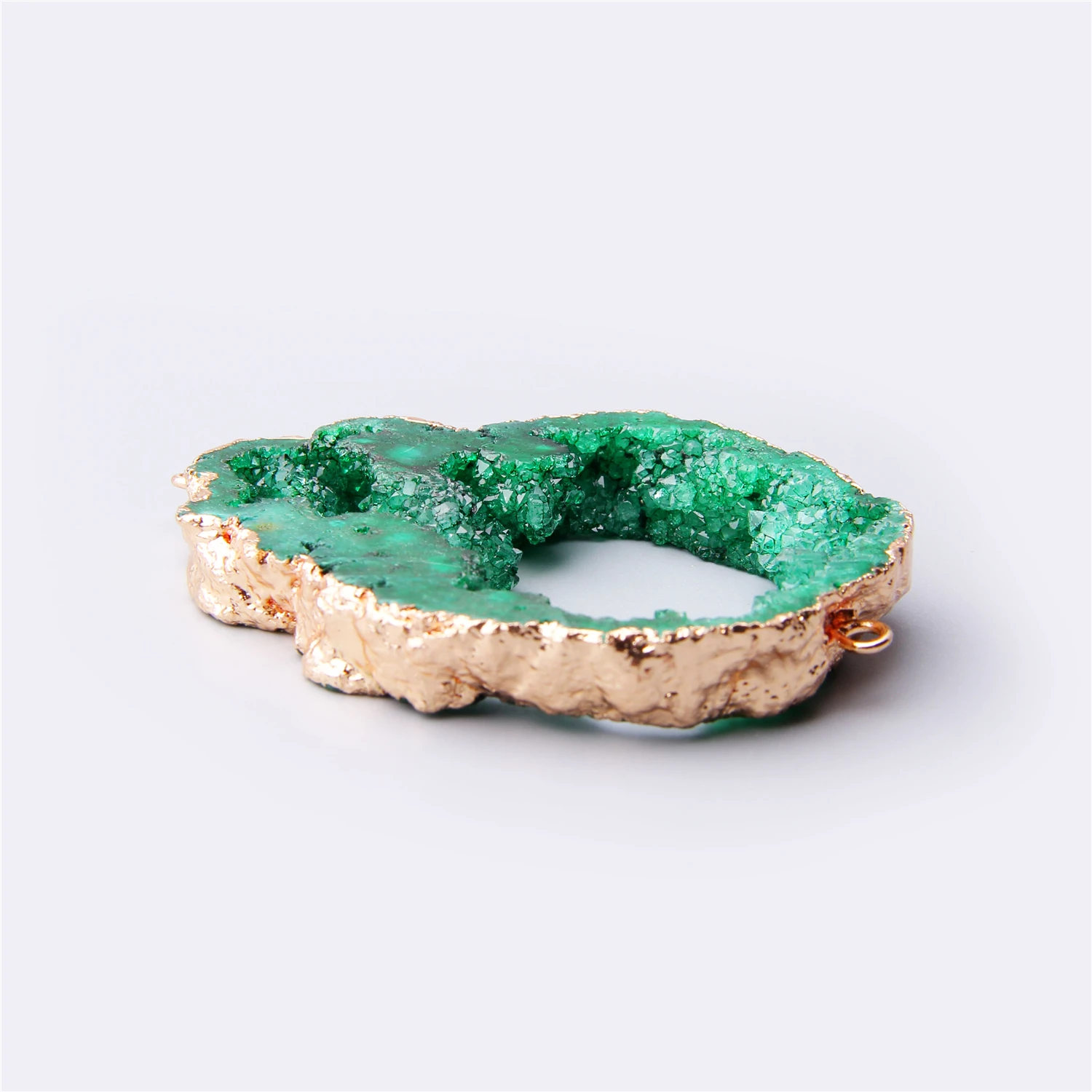 Irregular green Quartz Crystal Natural Druzy Agates Pendants natural green Stone quartz Connector DIY Jewelry Making handmade